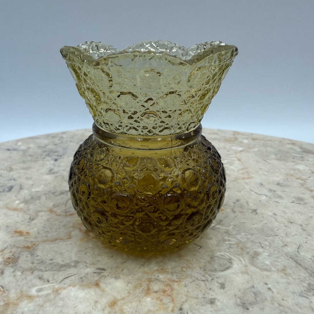 Vintage Yellow Pressed Glass Toothpick / Matchstick Holder